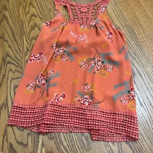 Q & A Orange floral tank top